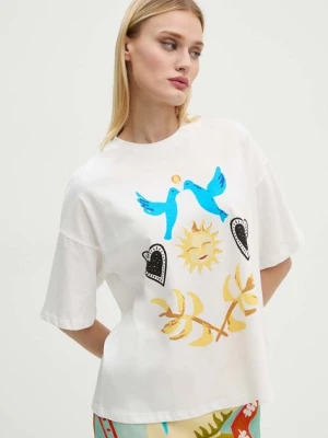 Never Fully Dressed t-shirt bawełniany White Sundazed Summer Tee damski kolor biały NFDTO1535