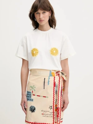 Never Fully Dressed t-shirt damski kolor beżowy NFDTO1764
