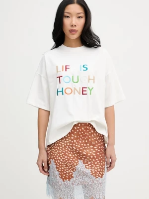 Never Fully Dressed T-shirt oversize damski bawełniany z elastanem