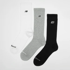 New Balance 3 PACK - NB BLACK PATCH LOGO CREW  white uniseks Skarpety wielokolorowy rozmiar Odzież