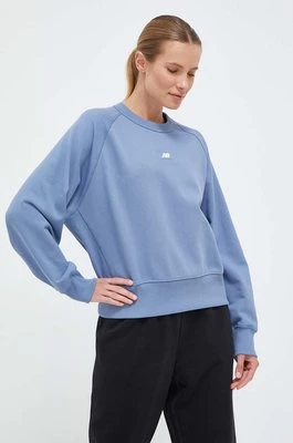 New Balance bluza bawełniana damska kolor niebieski gładka