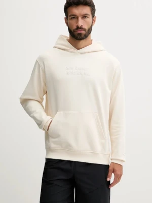 New Balance bluza bawełniana męska kolor beżowy z kapturem z aplikacją MT53925PEF