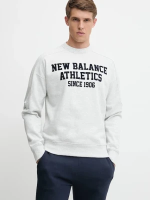 New Balance bluza bawełniana męska kolor szary z aplikacją MT51521AHH