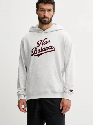 New Balance bluza bawełniana męska kolor szary z kapturem melanżowa MT53902AHH