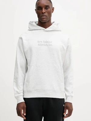 New Balance bluza bawełniana męska kolor szary z kapturem melanżowa MT53925AHH