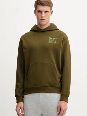 New Balance bluza bawełniana męska kolor zielony z kapturem z aplikacją MT53918WDL