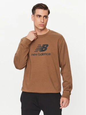 New Balance Bluza Essentials Stacked Logo French Terry Crewneck MT31538 Brązowy Regular Fit