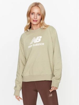 New Balance Bluza Essentials Stacked Logo French Terry Crewneck WT31532 Zielony Regular Fit