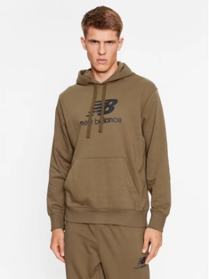 New Balance Bluza Essentials Stacked Logo French Terry Hoodie MT31537 Brązowy Regular Fit