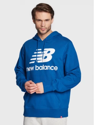 New Balance Bluza Essentials Stacked Logo MT03558 Niebieski Relaxed Fit