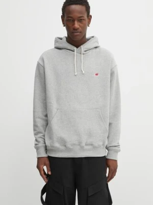 New Balance bluza MADE IN USA CORE HOODIE męska kolor szary z kapturem gładka MT43546AG