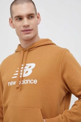 New Balance bluza męska kolor brązowy z kapturem wzorzysta MT31537TOB-TOB