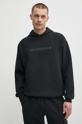 New Balance bluza MT41571BK męska kolor czarny z kapturem z aplikacją MT41571BK