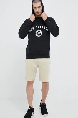 New Balance bluza męska kolor czarny z kapturem z nadrukiem