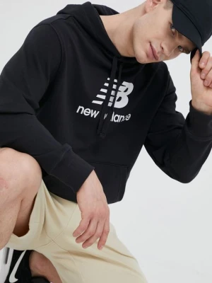 New Balance bluza męska kolor czarny z kapturem z nadrukiem MT31537BK-7BK