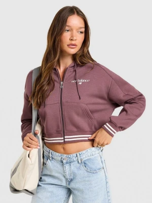 New Balance Bluza Rozpinana Z Kapturem Ribb Cropp brązowy