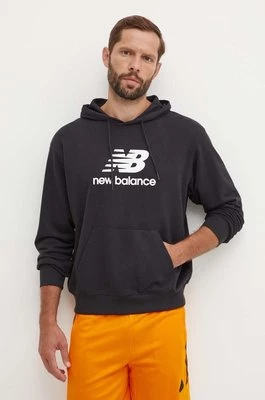 New Balance bluza Sport Essentials męska kolor czarny z kapturem z nadrukiem MT41501BK