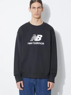 New Balance bluza Stacked Logo French męska kolor czarny z nadrukiem MT41500BK