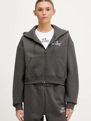 New Balance bluza z kapturem damska Fleece Full Zip szary
