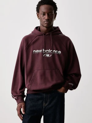 New Balance bluza z kapturem męska z bawełną czerwony