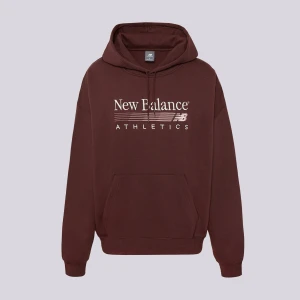 New Balance Bluza Z Kapturem Trackside Fleece Hoodie bordowy