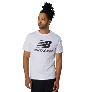 New Balance Essentials Stacked Logo Tee MT01575WT, Męskie, Białe, t-shirty, bawełna, rozmiar: M