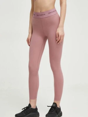 New Balance legginsy treningowe Sleek WP41177RSE kolor różowy z nadrukiem