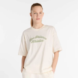 New Balance Linear Heritage Oversized T-Shirt kobiety T-Shirty i Polo beż rozmiar Odzież