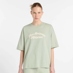 New Balance Linear Heritage Oversized T-Shirt kobiety T-Shirty i Polo zielony rozmiar Odzież