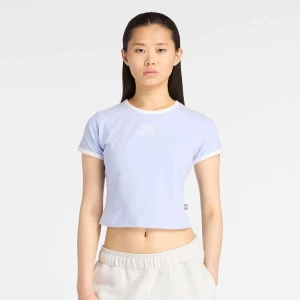 New Balance Linear Heritage Ringer T-Shirt kobiety T-Shirty i Polo niebieski rozmiar Odzież