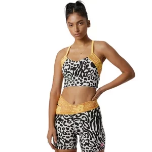 New Balance Relentless Printed Crop Bra WB21176BKW, Damskie, Czarne, biustonosze sportowe, poliester, rozmiar: XS