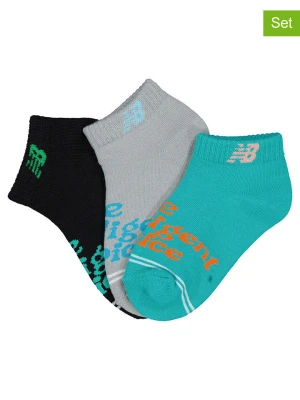 New Balance Skarpety (3 pary) w kolorze turkusowym, szarym i czarnym rozmiar: 24