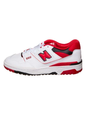 New Balance Skórzane sneakersy "550" w kolorze biało-czerwonym rozmiar: 42,5
