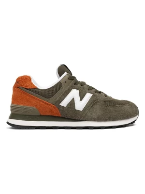 New Balance Skórzane sneakersy "574" w kolorze oliwkowo-pomarańczowym rozmiar: 37
