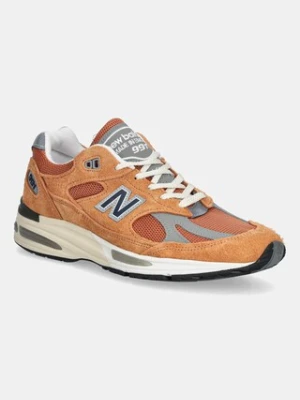 New Balance sneakersy zamszowe U991OV2 męskie kolor pomarańczowy Made in UK U991OV2