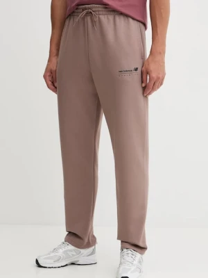 New Balance spodnie dresowe męskie kolor brązowy gładkie MP53508EAS