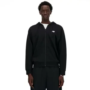 New Balance Sport Essentials Logo French Terry Full Zip MJ41501BK, Męskie, Czarne, bluzy, bawełna, rozmiar: L