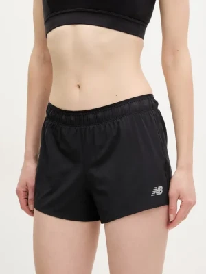 New Balance szorty do biegania kolor czarny gładkie medium waist WS41286BK