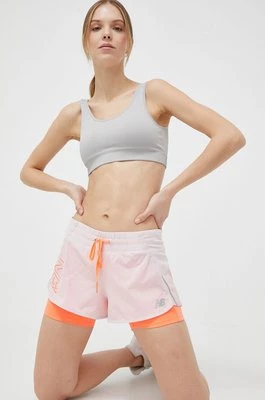 New Balance szorty do biegania Printed Impact Run kolor różowy wzorzyste medium waist