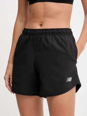 New Balance szorty treningowe damskie kolor czarny gładkie high waist WS41228BK