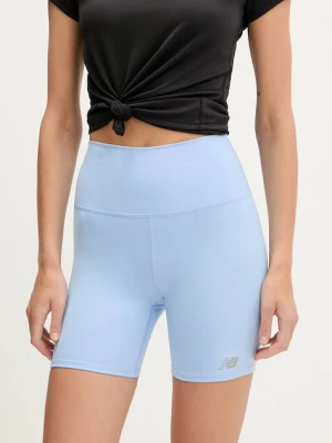 New Balance szorty treningowe damskie kolor niebieski gładkie high waist WS51114ELE