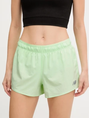 New Balance szorty treningowe damskie kolor zielony gładkie high waist WS41286MEW