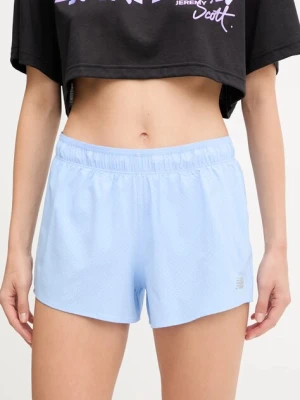New Balance szorty treningowe kolor niebieski gładkie high waist WS41286ELE