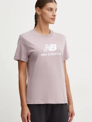 New Balance t-shirt bawełniany damski kolor fioletowy WT41502ICW