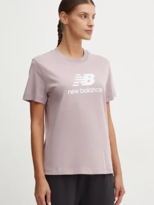 New Balance t-shirt bawełniany damski kolor fioletowy WT41502ICW