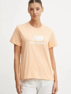 New Balance t-shirt bawełniany damski kolor pomarańczowy WT41502PAE