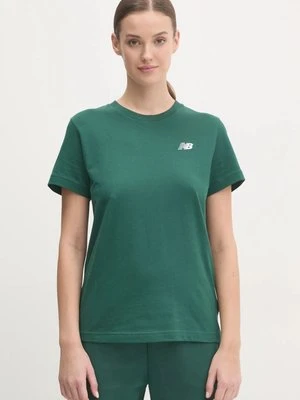 New Balance t-shirt bawełniany damski kolor zielony WT41509NWG