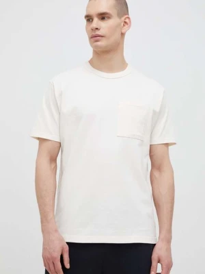 New Balance t-shirt bawełniany kolor beżowy gładki