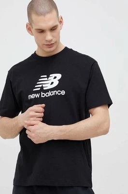 New Balance t-shirt bawełniany kolor czarny wzorzysty MT31541BK-1BK