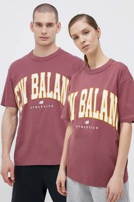 New Balance t-shirt bawełniany kolor różowy z nadrukiem